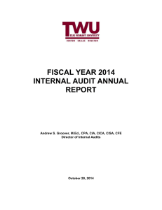 Fiscal Year 2014 Internal Audit Annual Report