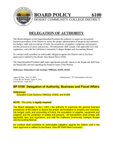 BOARD POLICY         ...  DELEGATION OF AUTHORITY DESERT COMMUNITY COLLEGE DISTRICT