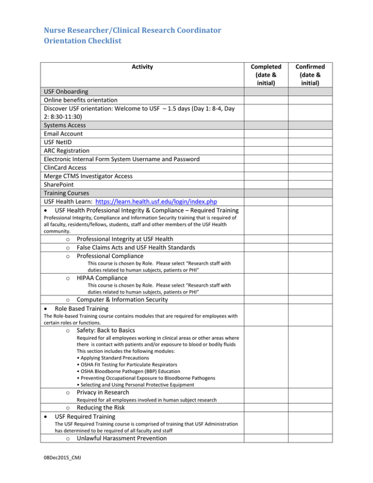 Clinical Study Coordinator Tasks