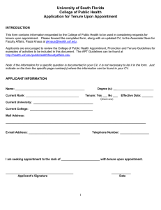 Application for Tenure Upon Appointment