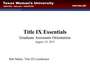 Title IX Essentials Graduate Assistants Orientation