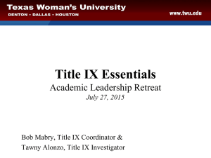 Title IX Essentials Academic Leadership Retreat