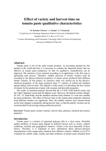 Effect of variety and harvest time on tomato paste qualitative characteristics