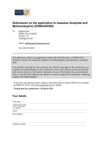 Submission on the application to reassess Acephate and Methamidophos (ERMA200399)