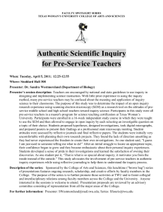 Authentic Scientific Inquiry for Pre-Service Teachers