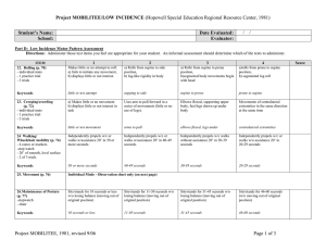 Project MOBILITEE Low Incidence Score Sheet