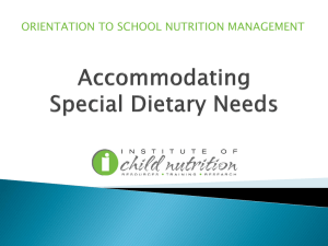 ORIENTATION TO SCHOOL NUTRITION MANAGEMENT