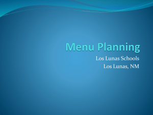 Southwest Region Training: Menu Planning