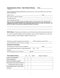 New Patient - Adult Questionnaire