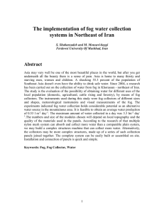 The implementation of fog water collection systems in Northeast of Iran Abstract