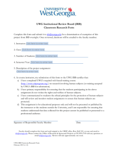 UWG Classroom Research Form