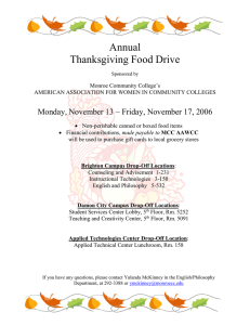 Annual Thanksgiving Food Drive Monday, November 13 – Friday, November 17, 2006
