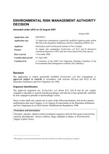 ENVIRONMENTAL RISK MANAGEMENT AUTHORITY DECISION Amended under s67A on 22 August 2007