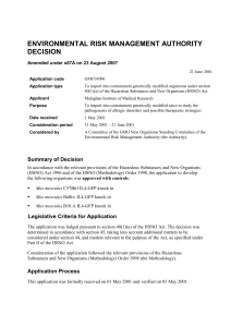 ENVIRONMENTAL RISK MANAGEMENT AUTHORITY DECISION Amended under s67A on 23 August 2007