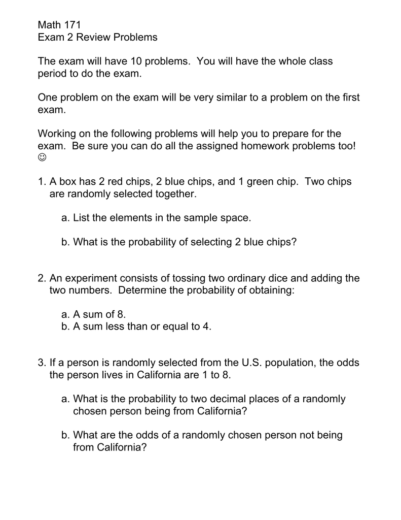 Probability Exam Practice.doc