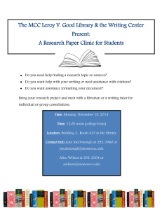 The MCC Leroy V. Good Library &amp; the Writing Center Present