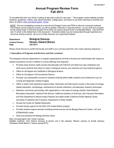 2013-2014 Biology Department Program Review