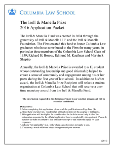 The Irell &amp; Manella Prize 2016 Application Packet
