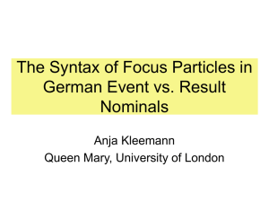 The Syntax of Focus Particles in German Event vs. Result Nominals Anja Kleemann