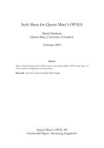Style Sheet for Queen Mary’s OPALS Daniel Harbour