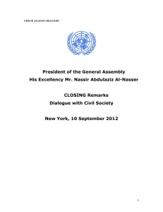 Remarks at the Dialogue with NGOs and Civil Society (10 September)