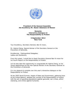 Remarks at the Thematic Debate on the Responsibility to Protect (R2P) (5 September)