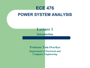 ECE 476 Lecture 1 POWER SYSTEM ANALYSIS Introduction
