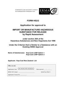 FORM HS2/2 Application for approval to IMPORT OR MANUFACTURE HAZARDOUS SUBSTANCE FOR RELEASE by Rapid Assessment