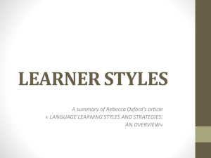 Chapter 3- learner styles