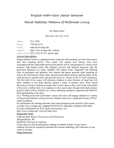 English 4384-02W: Senior Seminar Ritual Realities: Patterns of Performed Living