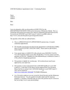 AFSCME Healthcare Appointment Letter – Continuing Position  Name Address