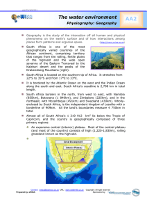 AA2  The water environment Physiography: Geography