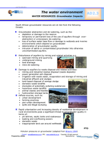 AD2.3 The water environment  WATER RESOURCES: Groundwater Impacts