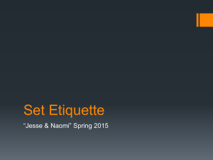 Set Etiquette “Jesse &amp; Naomi” Spring 2015