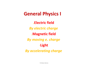 General Physics I . Electric field Magnetic field