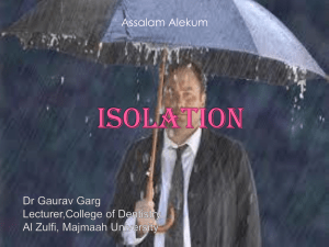 ISOLATION 1/09/2015- For 2nd yr students