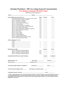 MFA Advising Worksheet [for students entering Fall 2011 or later]