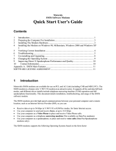 Quick Start User's Guide Contents