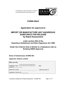 FORM HS2/2 Application for approval to IMPORT OR MANUFACTURE ANY HAZARDOUS SUBSTANCE FOR RELEASE by Rapid Assessment