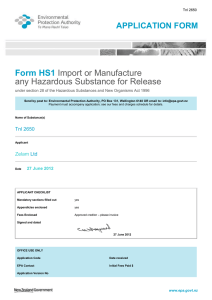 HS1: Application for approval to import or manufacture any hazardous substance for release