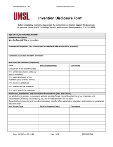 Invention Disclosure Form INVENTION INFORMATION