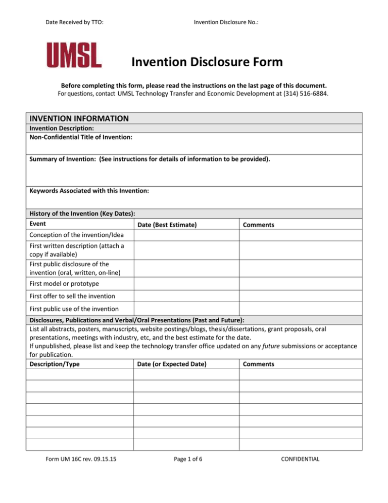 Invention Disclosure Template