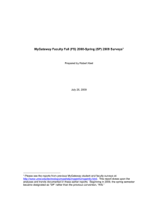 MyGateway Faculty Survey: FS 2008-SP 2009