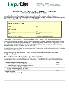 Summer 2016 LIBERAL ARTS TO CAREERS EXTERNSHIP STUDENT RECOMMENDATION FORM