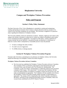Binghamton University Campus and Workplace Violence Prevention Policy and Program