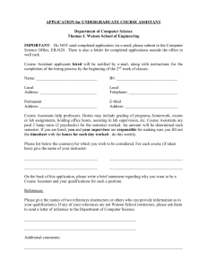 Undergraduate Course Assistant Application Form