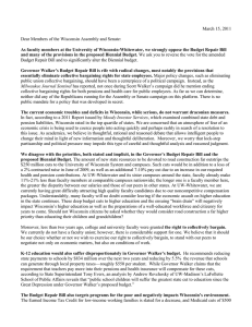 Faculty Letter to WI Assembly and Senate