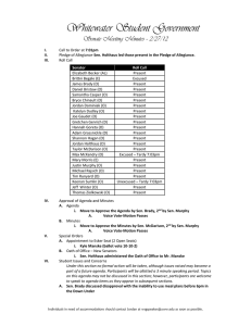 Whitewater Student Government Senate Meeting Minutes – 2/27/12