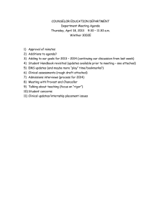 COUNSELOR EDUCATION DEPARTMENT Department Meeting Agenda Winther 3002E