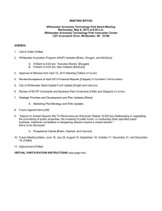 MEETING NOTICE  Whitewater University Technology Park Board Meeting